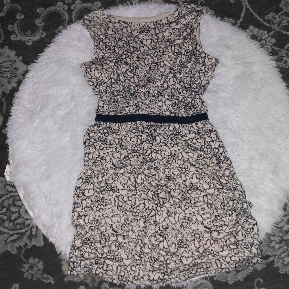 Loft Black Floral High Neck Mini Dress XXS Petite